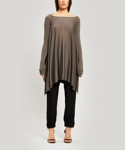 Rick Owens Oversized Merino Wool Poncho In Dust