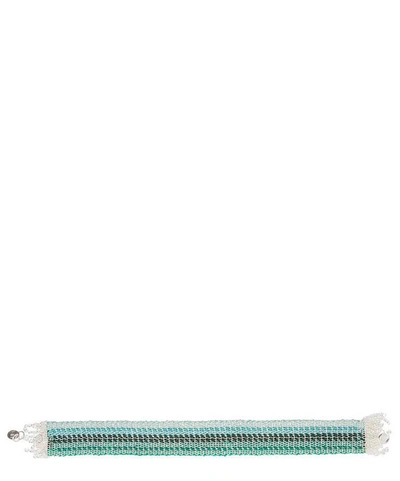 Stephanie Schneider Silver Silk Wide Chain Pearl Bracelet In Silver