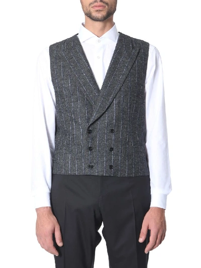 Dolce & Gabbana Double-breasted Pinstripe Vest In Grey