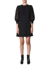 Givenchy Floral Lace Sleeved Dress In Nero