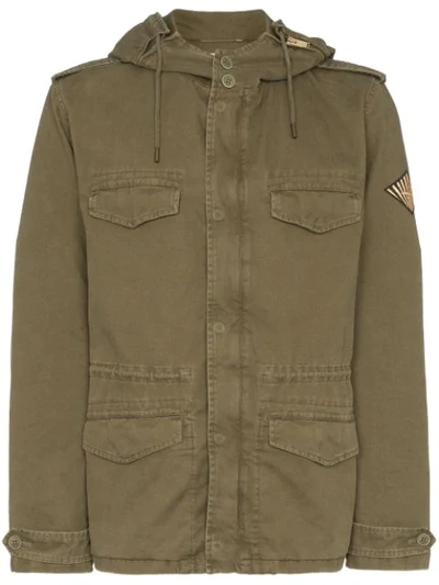 Saint Laurent Logo-patch Military Jacket In Green