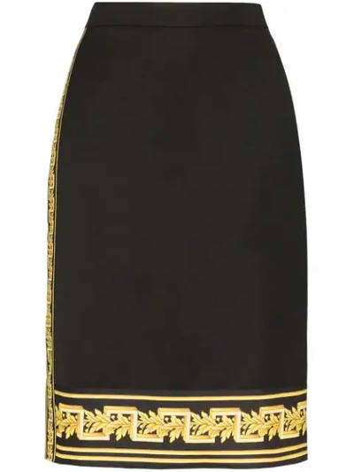 Versace Baroque Panel Fitted Skirt In Black