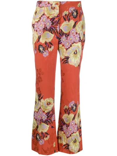 Etro Floral Print Trousers - 橘色 In 750