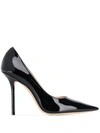 Jimmy Choo 100 Mm Love Patent Leather Pumps In Black