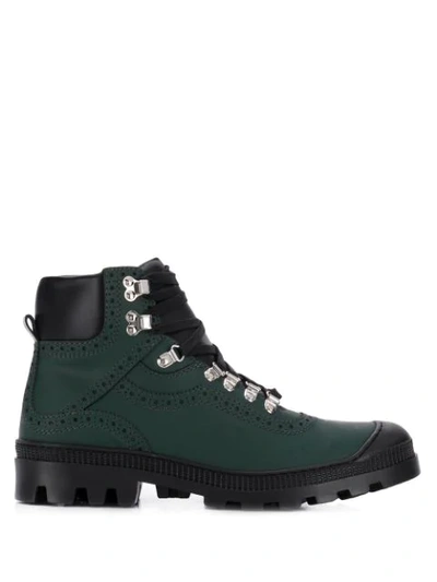Loewe Leather Brogue Boots In Green