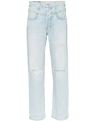 Re/done '90s Distressed Straight Leg Jeans In Blue