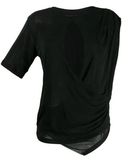 Ben Taverniti Unravel Project Wrapped Cotton Jersey T-shirt In 1000 Black No Color