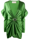 Alexandre Vauthier Green Silk Blend Mini Dress