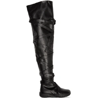 Maison Margiela Ssense Exclusive Black Tabi Low Thigh-high Boots In T8013 Black
