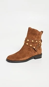 See By Chloé Studded Suede Buckle Booties In Savana