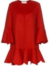 Valentino Ruffled Wool And Cashmere-blend Coat In Red