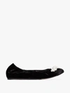 Simone Rocha Pearl-embellished Velvet Ballet Flats In 101 - Black
