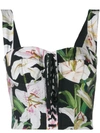 DOLCE & GABBANA FLORAL PRINT LACE-UP BUSTIER TOP