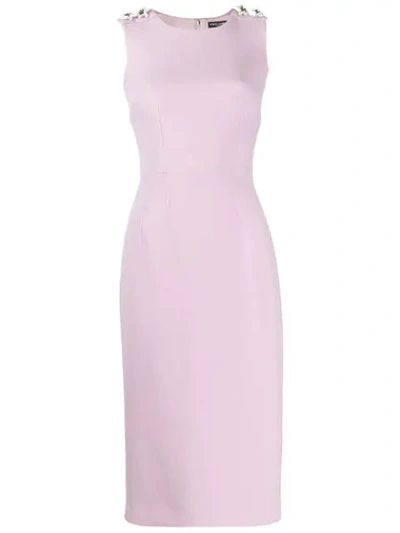 Dolce & Gabbana Wool Crepe Sleeveless Button-shoulder Dress In Light Pill Rose