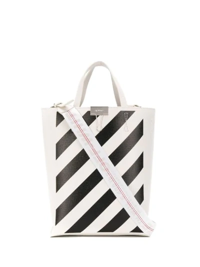 Off-white Diagonal Stripes Tote Bag In White