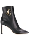 JIMMY CHOO JIMMY CHOO LOGO PLAQUE BOOTIES - 黑色