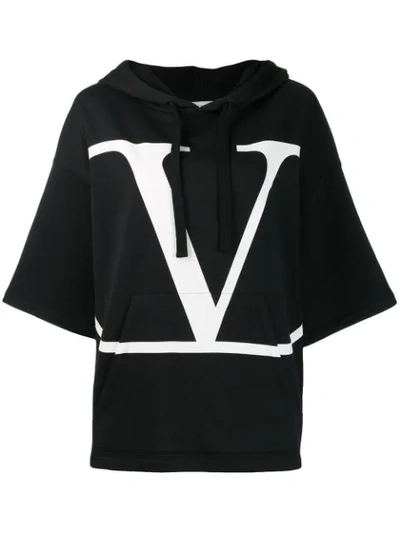 Valentino Vlogo Print Hoodie In Black