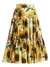 DOLCE & GABBANA Sunflower-Print Tiered Midi Skirt