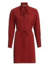 SEE BY CHLOÉ Long-Sleeve Tieneck Crepe Shirtdress