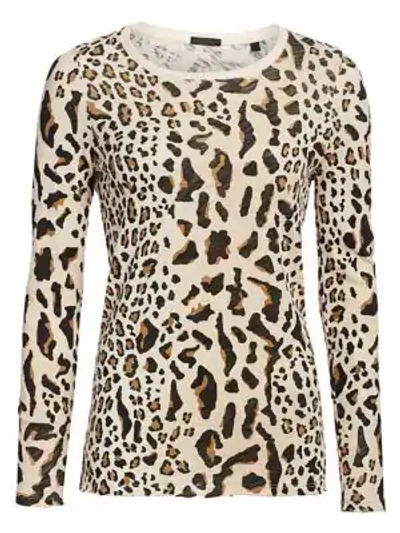 Atm Anthony Thomas Melillo Mixed Leopard Print Long-sleeve Tee In Camel/black Combo