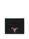 Prada Textured-leather Cardholder In Black