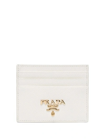 Prada Logo Plaque Cardholder In White
