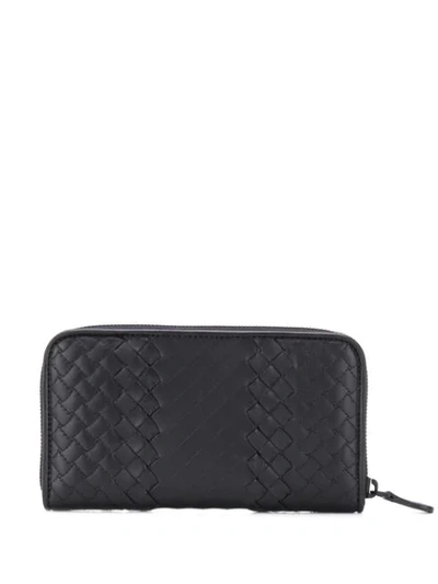 Bottega Veneta Woven Zipped Wallet In Black