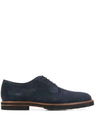 Tod's Suede Derby Shoes In Blue