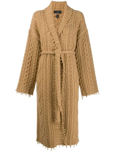 Alanui Fisherman Cable-knit Longline Cardigan In 1400 Cammello