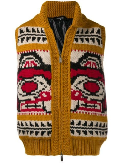 Dsquared2 Pattern Knit Gilet In Yellow