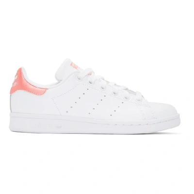 Adidas Originals White And Pink Stan Smith Trainers In Aazz Rose/w