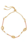 Argento Vivo Seashell Charm Slider Bracelet In Coral/ Gold
