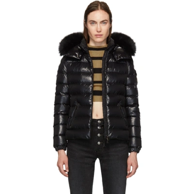Moncler Bady Fox Fur-trim Hood Quilted Down Jacket In Black
