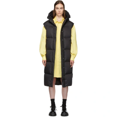 Moncler Hooded Quilted Cotton Down Vest In Black