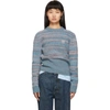 LOEWE LOEWE BLUE WOOL CROPPED JACQUARD SWEATER