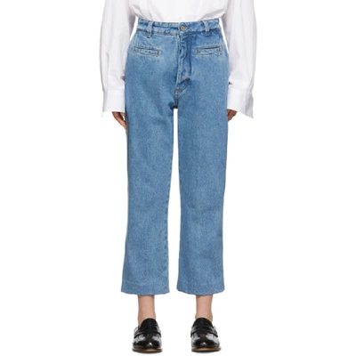 Loewe Cropped Straight Jeans In Blue