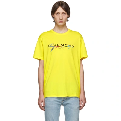 Givenchy Rainbow Logo Cotton T-shirt In Yellow