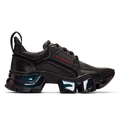 Givenchy Jaw Raised-sole Iridescent-leather Trainers In Black