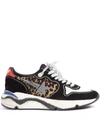 GOLDEN GOOSE LEOPARD PRINTED RUNNING SNEAKERS IN SUEDE AND MESH,10998330