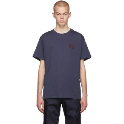 Loewe Anagram-embroidered Cotton-jersey T-shirt In Navy