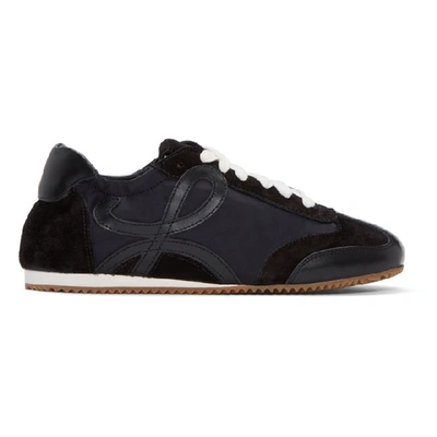 Loewe Low Top Leather Trainer In Black