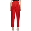 BURBERRY BURBERRY RED MARLEIGH WOOL PLEATED TROUSERS