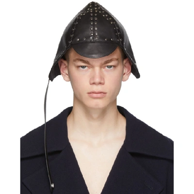 Loewe Studded Leather Driving Hat In Black