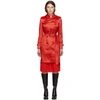 BURBERRY BURBERRY RED NYLON KENSINGTON TRENCH COAT