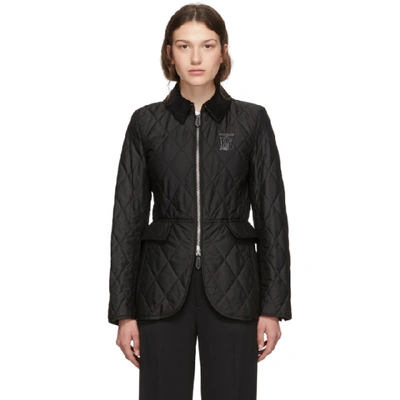 Burberry Tb Logo Quilted Nylon Jacket In Black