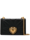 Dolce & Gabbana Large Devotion Quiled Crossbody Bag In Black