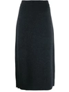 Pringle Of Scotland Side Slit Knitted Skirt In Grey