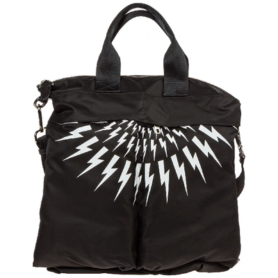 Neil Barrett Men's Bag Handbag Nylon  Thunderbolt Fair-isle In Black