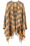 BURBERRY BURBERRY VINTAGE CHECK FRINGED HEM PONCHO