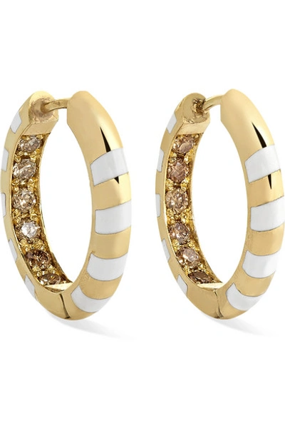 Alice Cicolini Memphis Candy 14-karat Gold, Enamel And Diamond Hoop Earrings